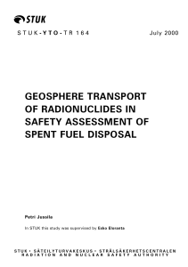 geosphere transport of radionuclides in safety assessment