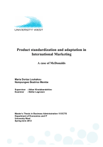 Product standardization and adaptation in International