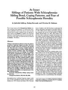At Issue: Siblings of Patients With Schizophrenia: Sibling Bond