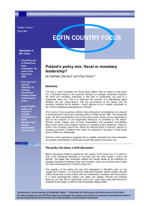 Poland`s policy mix: fiscal or monetary leadership?