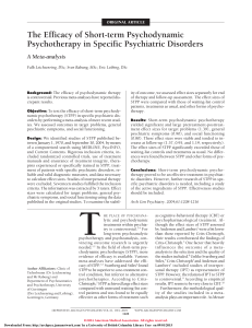 The Efficacy of Short-term Psychodynamic Psychotherapy in Specific