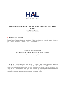 Quantum simulation of disordered systems with cold atoms