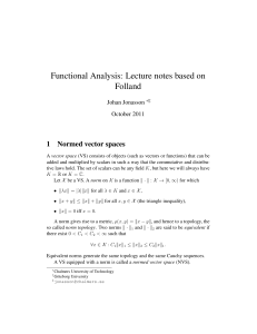 Functional Analysis: Lecture notes based on Folland