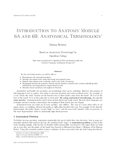 Introduction to Anatomy Module 6A and 6B