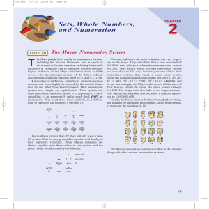 Sets, Whole Numbers, and Numeration The Mayan Numeration