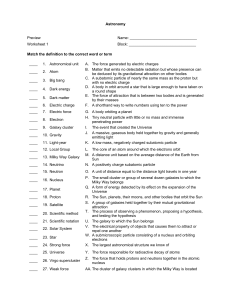 Astronomy Preview Name: Worksheet 1 Block: Match the definitio