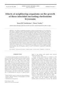 Effects of neighboring organisms on the growth of three intertidal