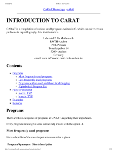 Introduction to CARAT
