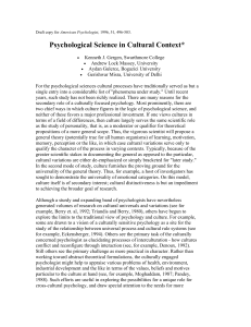 Psychological Science in Cultural Context