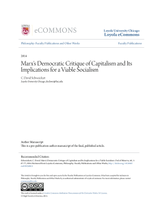 Marx`s Democratic Critique of Capitalism and Its Implications for a
