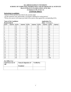 answer sheet - B.S. Abdur Rahman University