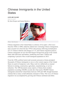Chinese Immigrants in the United States