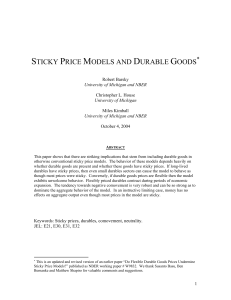 sticky price models and durable goods