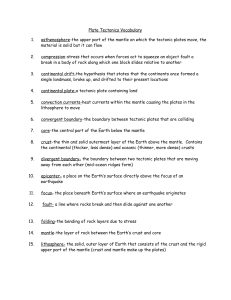 Plate Tectonics Vocabulary 1. asthenosphere