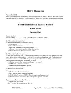 EE3310 Class notes Solid State Electronic Devices
