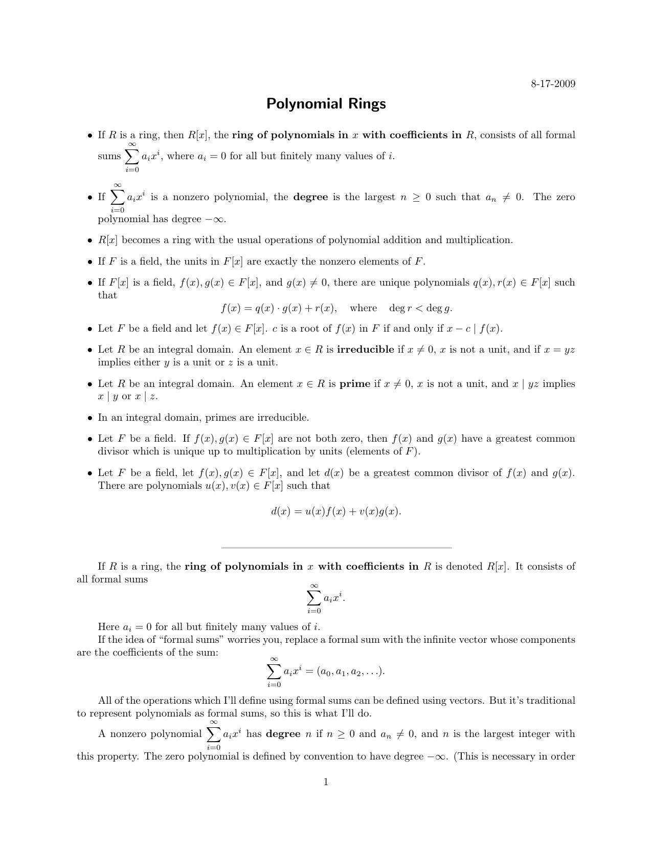 Polynomial Rings