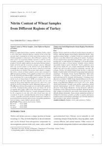 Nitrite Content of Wheat Samples from Different Regions of Turkey