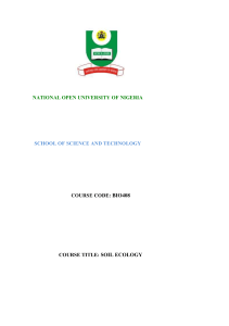 Soil Ecology - National Open University of Nigeria