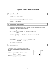 Chapter 1: Matter and Measurements