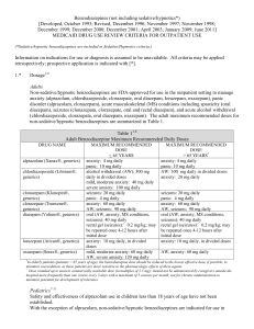 Benzodiazepines (not including sedative/hypnotics*)