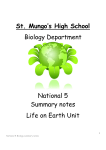 St. Mungo`s High School Biology Department National 5 Summary