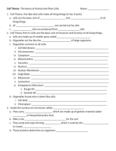 Cell Theory- The basics of Animal and Plant Cells Name: 1. Cell