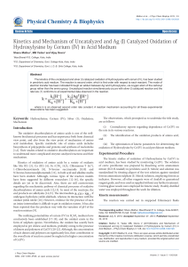 Kinetics and Mechanism of Uncatalyzed and Ag (I) Catalyzed