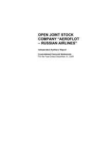 OPEN JOINT STOCK COMPANY “AEROFLOT – RUSSIAN AIRLINES”