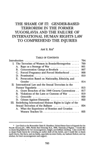 the shame of it: gender-based terrorism in the former yugoslavia and