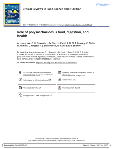 Role of polysaccharides in food, digestion, and health