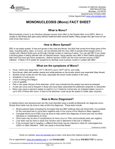 MONONUCLEOSIS (Mono) FACT SHEET