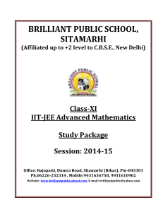 IIT-JEE - Brilliant Public School Sitamarhi