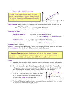 Lesson 1.2 – Linear Functions