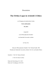The Orthos Logos in Aristotle`s Ethics - Humboldt