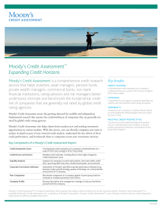 Moody`s Credit AssessmentTM Expanding Credit Horizons