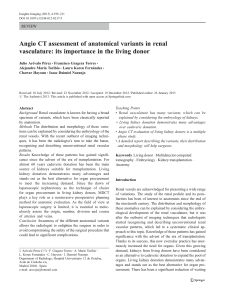 Angio CT assessment of anatomical variants in renal vasculature: its