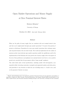 Open Market Operations and Money Supply at Zero Nominal