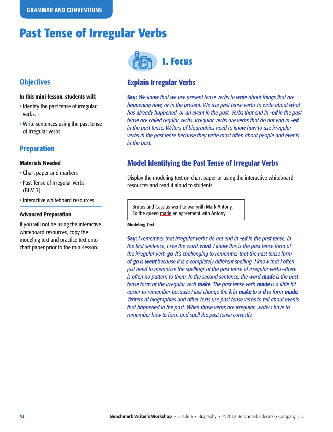 Irregular Verbs Chart