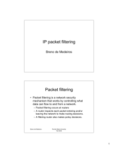 IP packet filtering Packet filtering