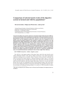 Comparison of selected metric traits of the digestive system in