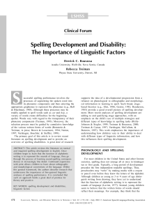Spelling Development and Disability: The Importance of