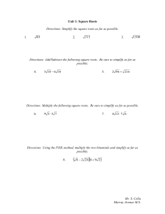 Unit 1: Square Roots