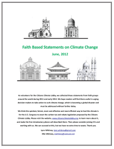Faith Based Statements on Climate Change