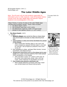 Late Middle Ages Outline