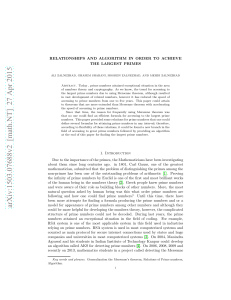 Relationships and Algorithm in order to achieve the Largest Primes