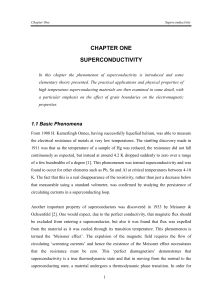 CHAPTER ONE SUPERCONDUCTIVITY