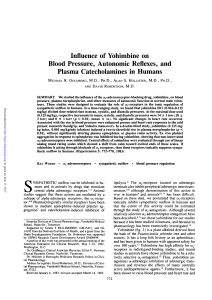 Influence of Yohimbine on Blood Pressure, Autonomic Reflexes, and