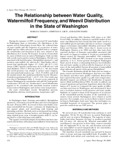 The Relationship between Water Quality, Watermilfoil Frequency