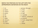 Match the prefixes on the left with the appropriate definition
