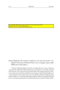 Review of Steven Wagschal`s book: The Literature of Jealousy in the